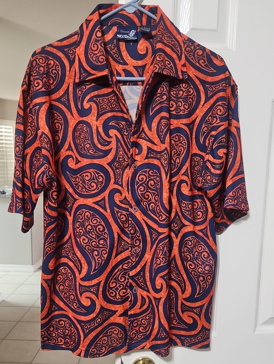 7 Diamonds Other - 7 Diamonds Men's Orange and Navy Paisley Short Sleeve Button-Down Shirt